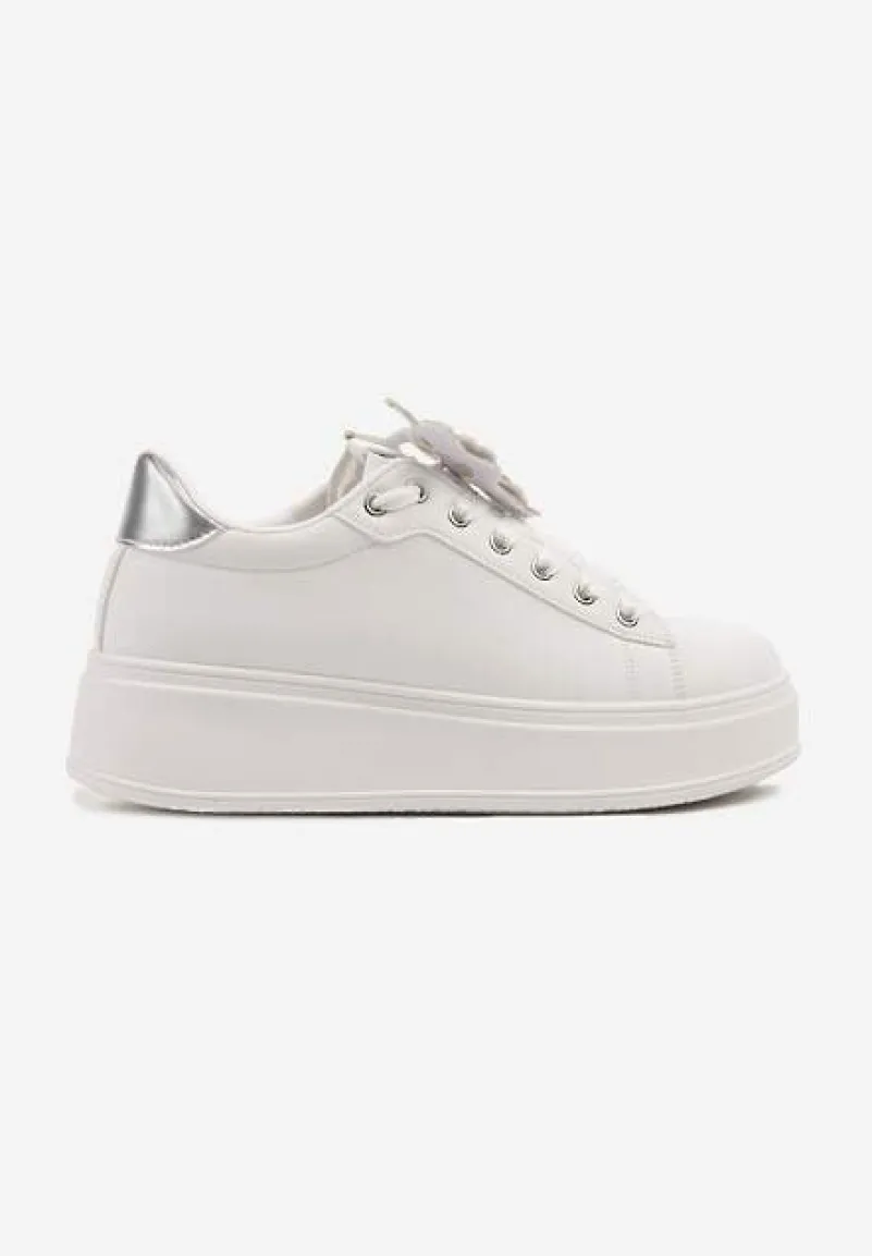 Srebrne Sneakersy z Błyszczącym Motylkiem Lenori