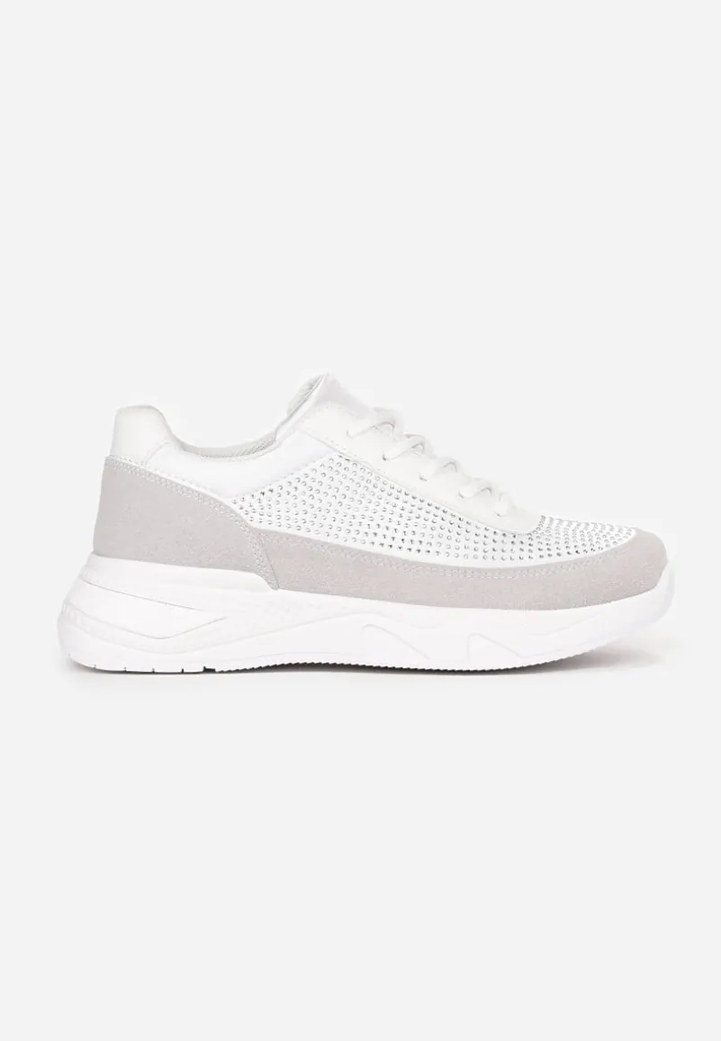 Srebrne Sneakersy z Drobnymi Cyrkoniami Hinekle