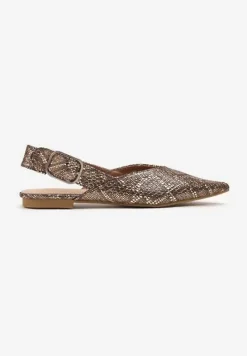 Szampańskie Sandały Vices Typu Slingback z Wkładką ze Skóry Naturalnej Rallora