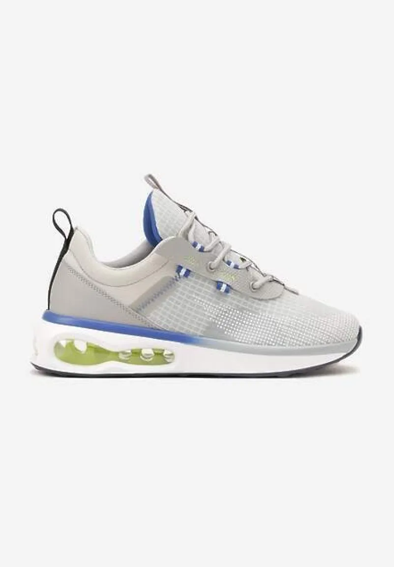 Szare Buty Sportowe Sneakersy Sznurowane z Air Podeszwą Risane