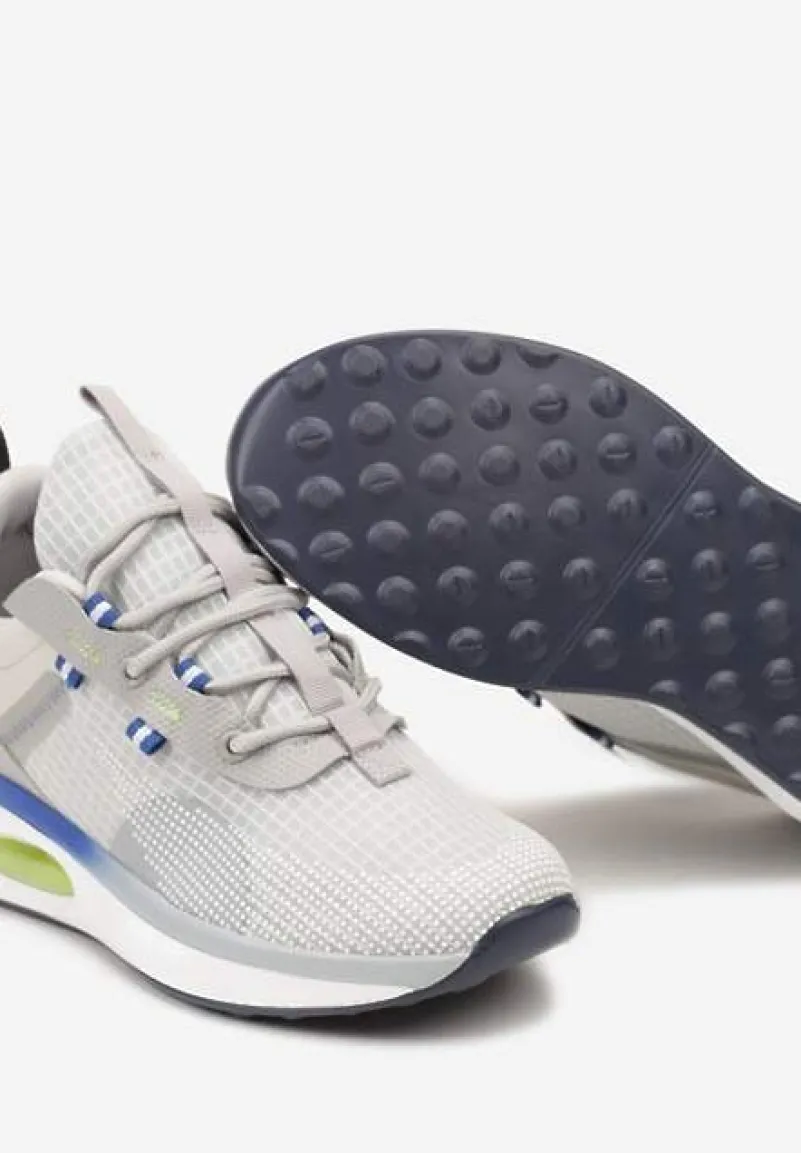 Szare Buty Sportowe Sneakersy Sznurowane z Air Podeszwą Risane