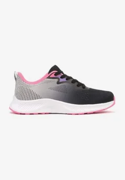 Szaro-Fuksjowe Sneakersy Buty Sportowe Sznurowane z Efektem Ombre Vikillael