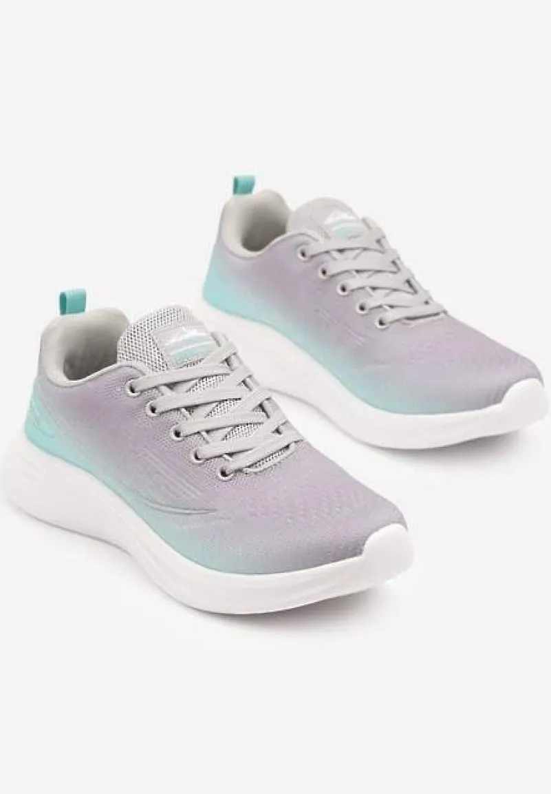 Szaro-Miętowe Buty Sportowe Sneakersy Siateczkowe na Podeszwie z Pianki Rellica