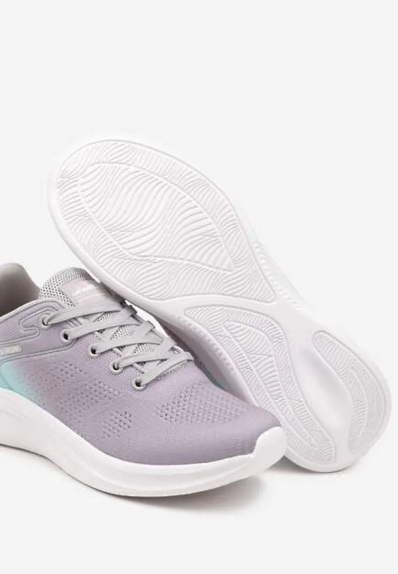 Szaro-Miętowe Buty Sportowe z Efektem Ombre na Podeszwie z Pianki Elanielia