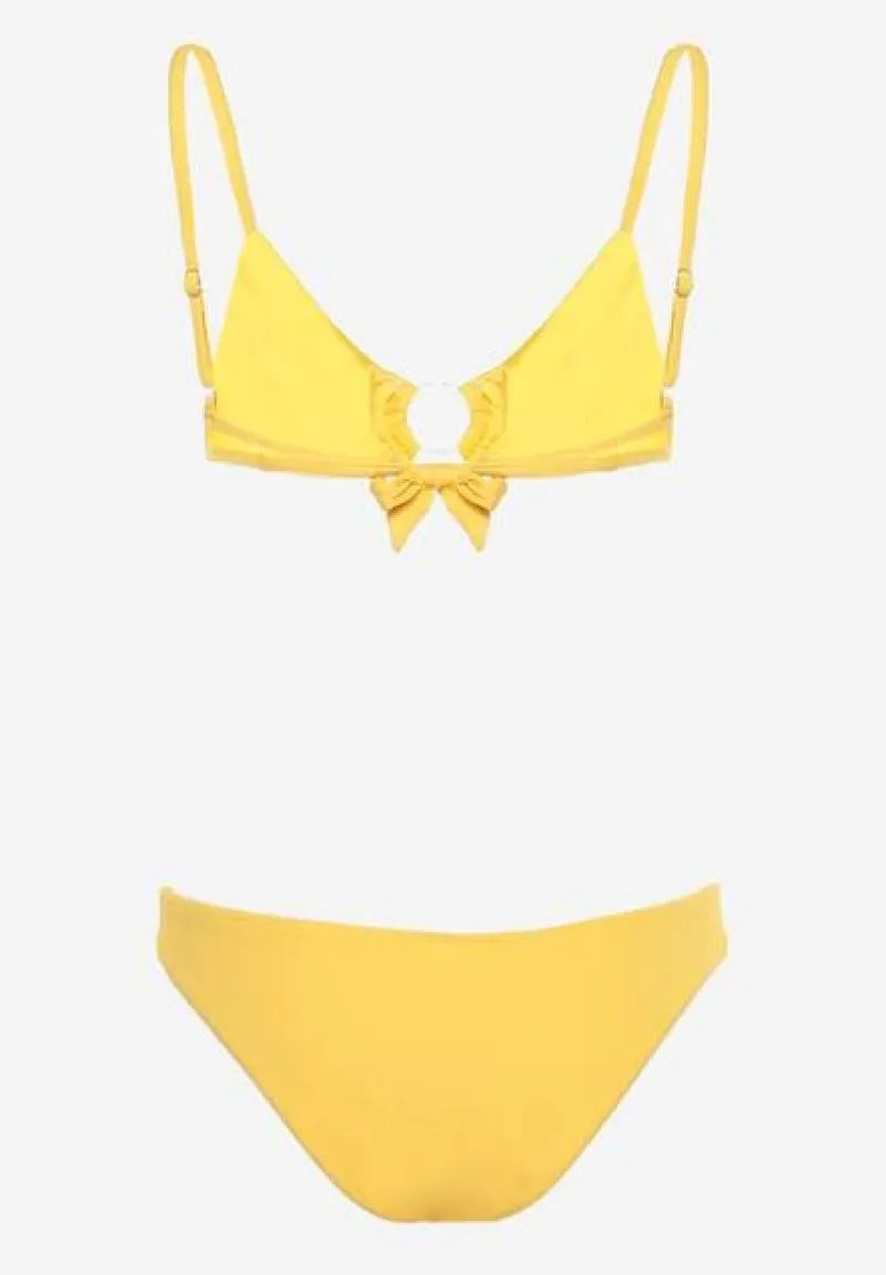 Żółte Bikini Ozdobione Okrągłą Klamrą Przy Biustonoszu Carisia