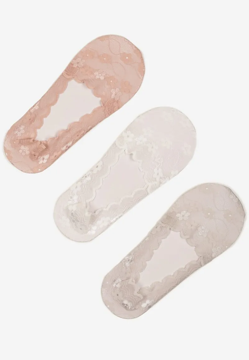 Wielokolorowe Skarpety z Koronki Typu Baletki 3-Pack Lilisea