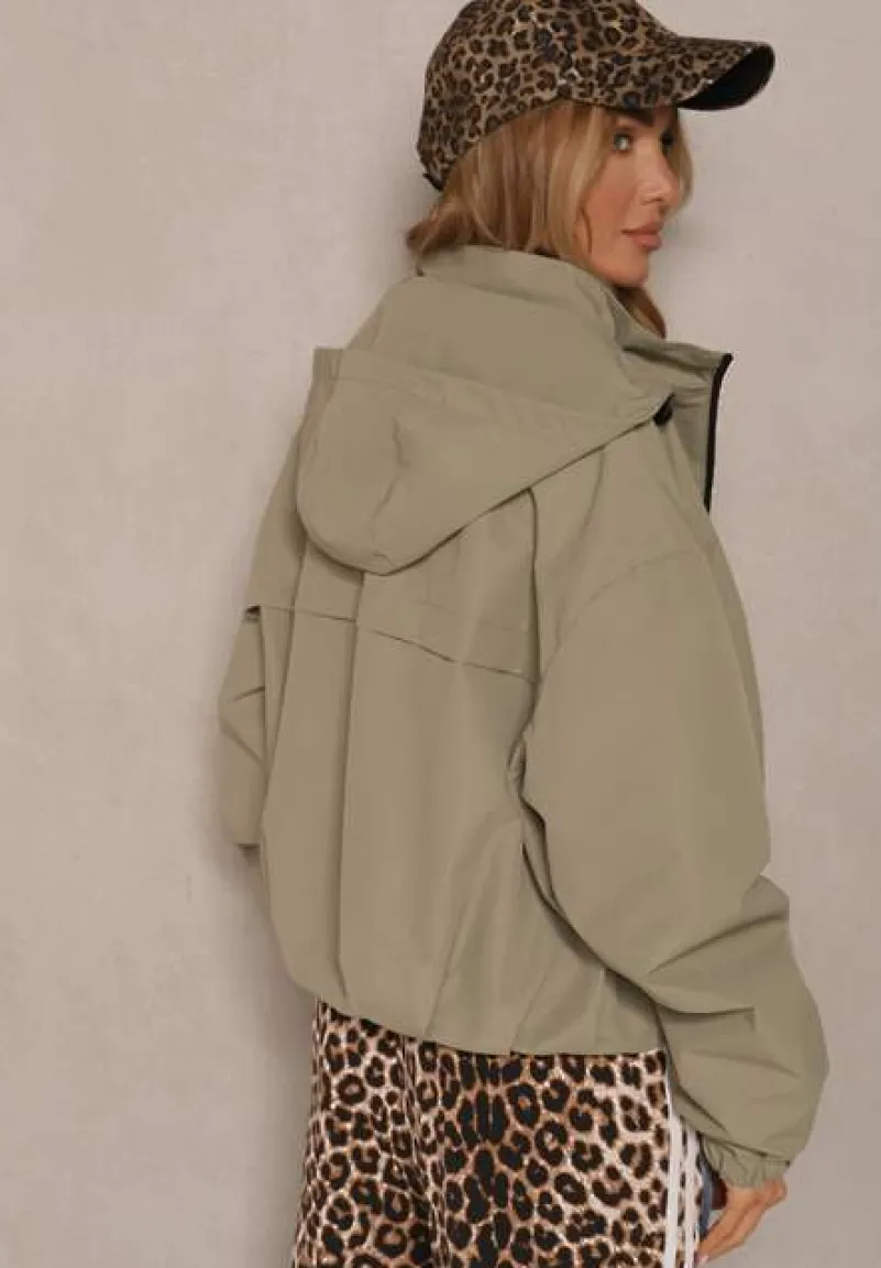 Zielona Kurtka w Stylu Streetwear z Kapturem Oversize Nativiona