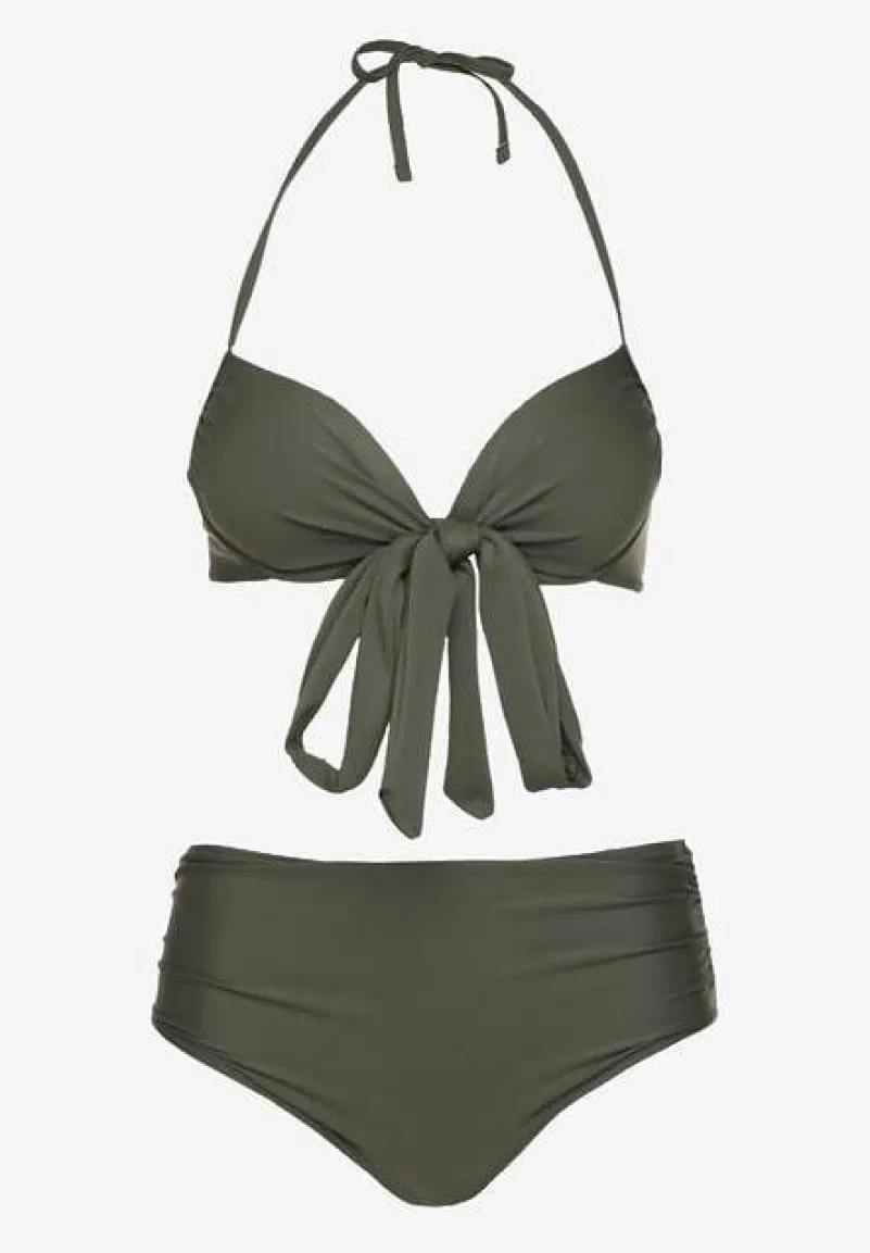 Zielone Bikini Wiązany Biustonosz i Majtki Typu Figi Fevarelia