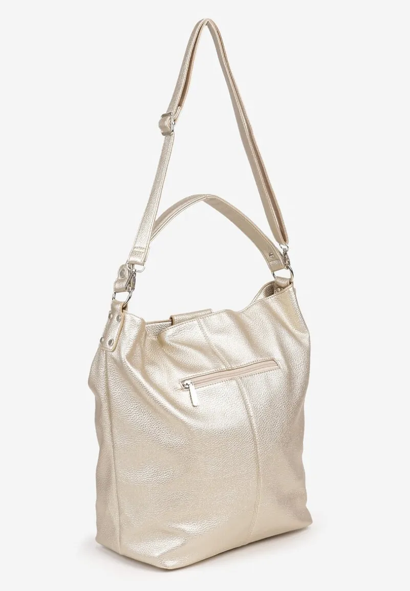 Złota Torebka Hobo z Regulowanym Paskiem Crossbody Tenovesa