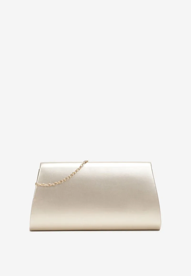Złota Torebka Kopertówka z Magnetyczną Klapą i Odpinanym Łańcuszkiem Ahora