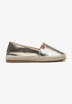 Złote Płaskie Casualowe Espadryle w Stylu Boho Lephea